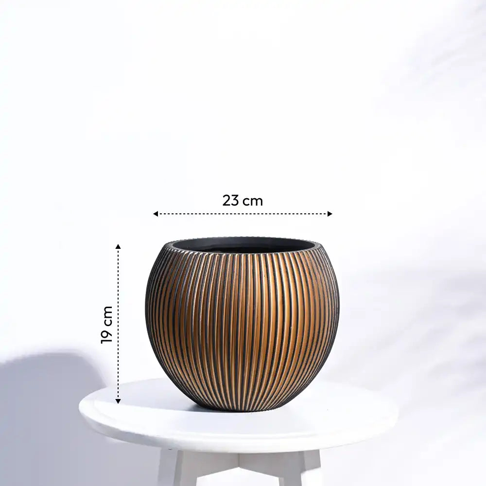 उगाऊ प्लांटर वेस बॉल ग्रूव (ब्लैक गोल्ड) | Ugaoo Planter Vase Ball Groove (Black Gold)
