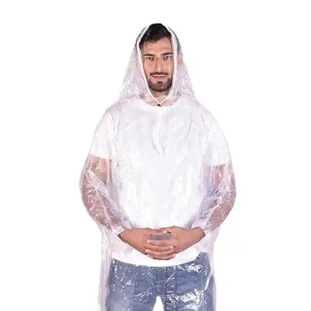 Tandhan Waterproof Free Size Unisex Poncho|Raincoat 35 GSM-White