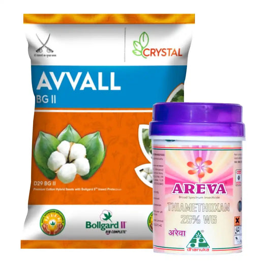 Crystal Avval Cotton Seeds (475gm x 2) + Dhanuka Areva (500 gm) Combo