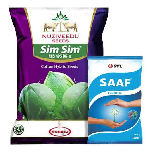 Nuziveedu Sim Sim Cotton Seeds (475gm x2) + UPL Saaf fungicide 500gm Combo