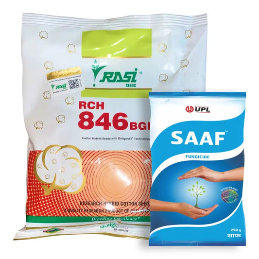 Rasi 846 Cotton Seeds (475gm x2) + UPL Saaf Combo (500gm)