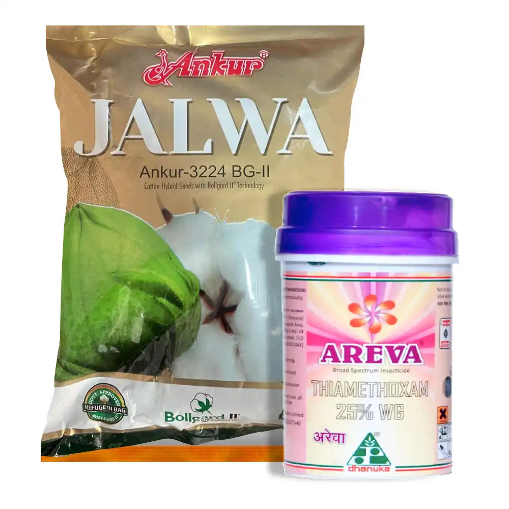 Ankur Jalwa Cotton Seeds (475gm x 2) + Dhanuka Areva Insecticide (500 gm) Combo