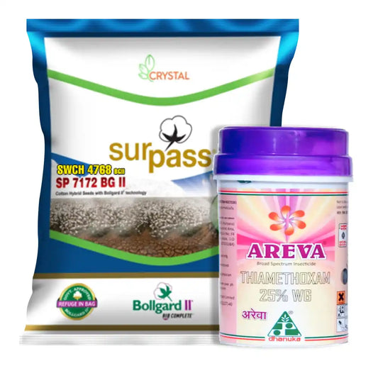 Crystal SP 7172 Cotton Seeds (475gm x 2) + Dhanuka Areva (500 gm) Combo