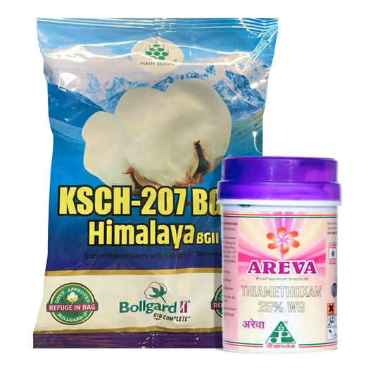Nath KSCH 207 Cotton Seeds (475gm x 2) + Dhanuka Areva (500gm) Combo