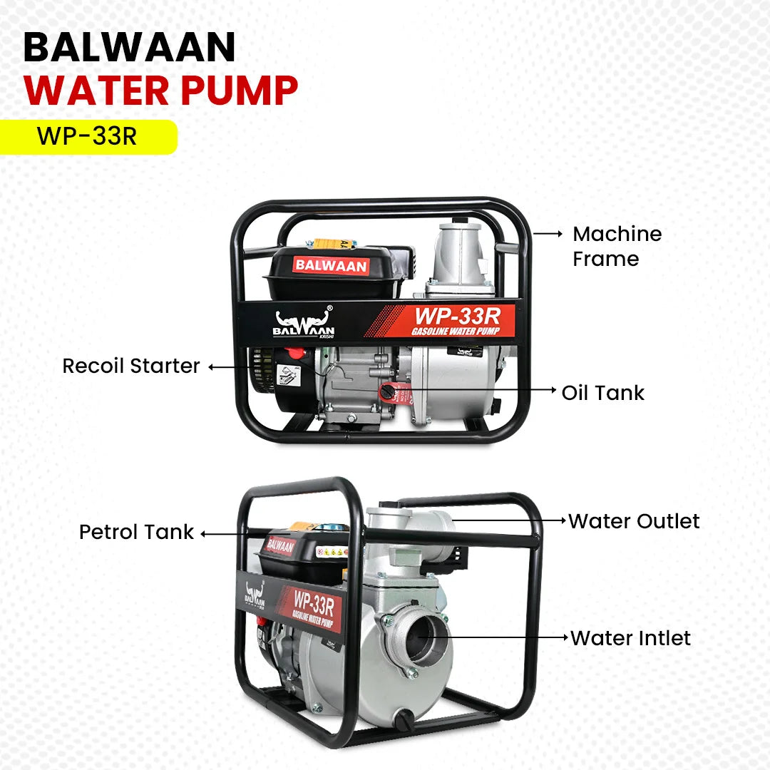 Balwaan WP-33R 7HP Water Pump  3X3 Inch