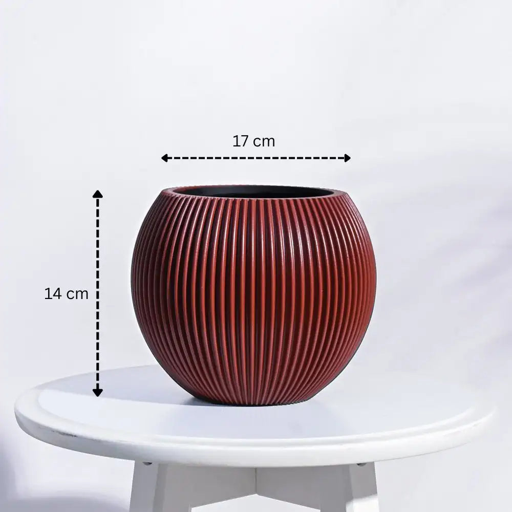 Ugaoo Planter Vase Ball Groove (Merlot Red)