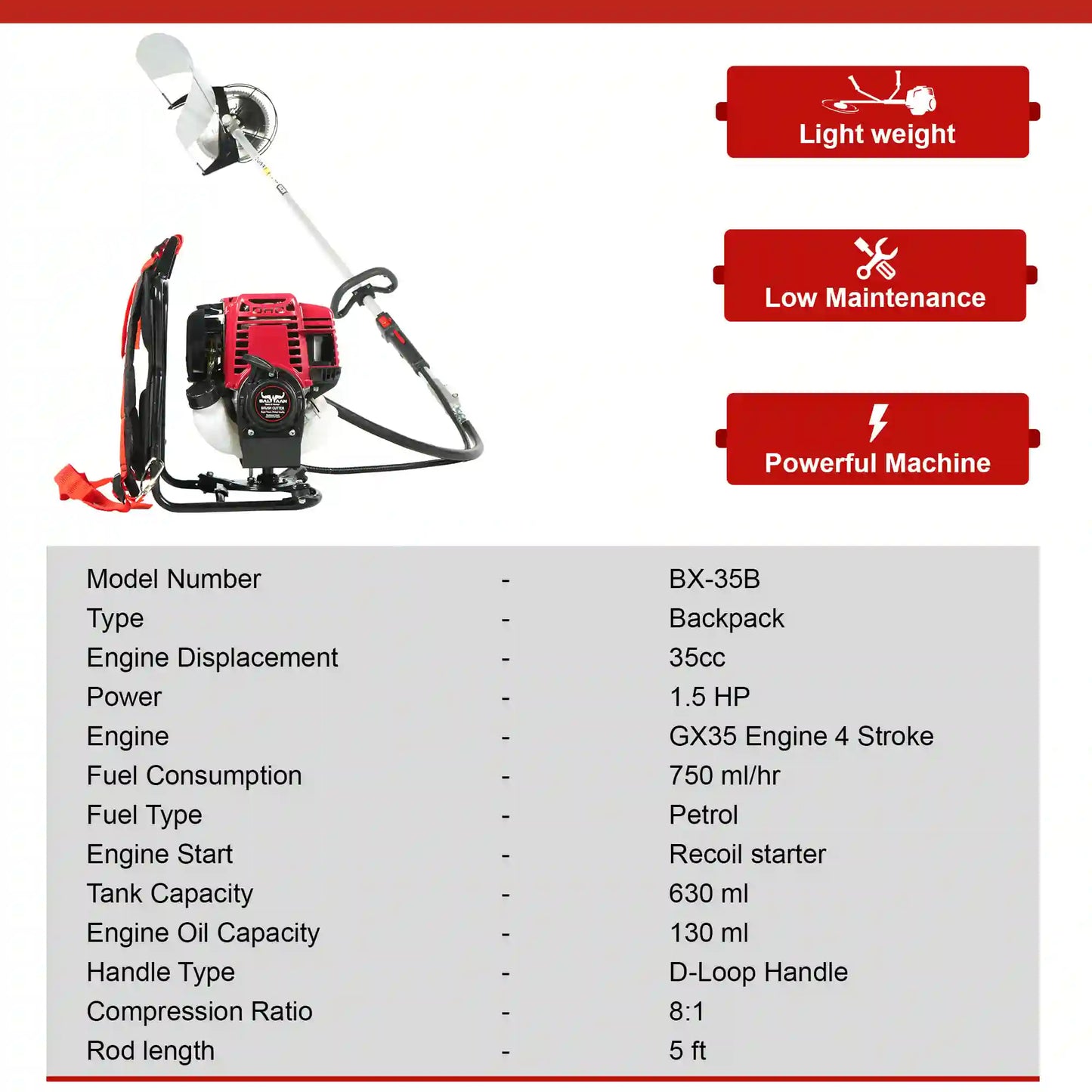 Balwaan BX-35B Back Pack Crop cum Grass Cutter-35cc