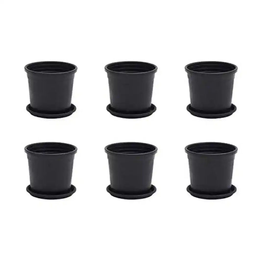 Nurserylive 4 inch (10 cm) Grower Round Plastic Pot Black With Plate