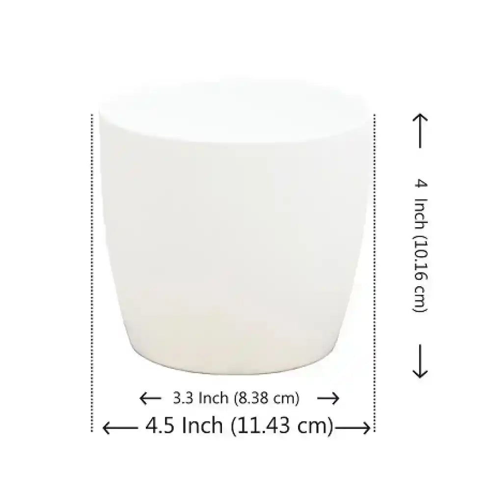 Nurserylive 4.5 Inch (11 Cm) Ronda No-1110 Round Plastic Planter (White)