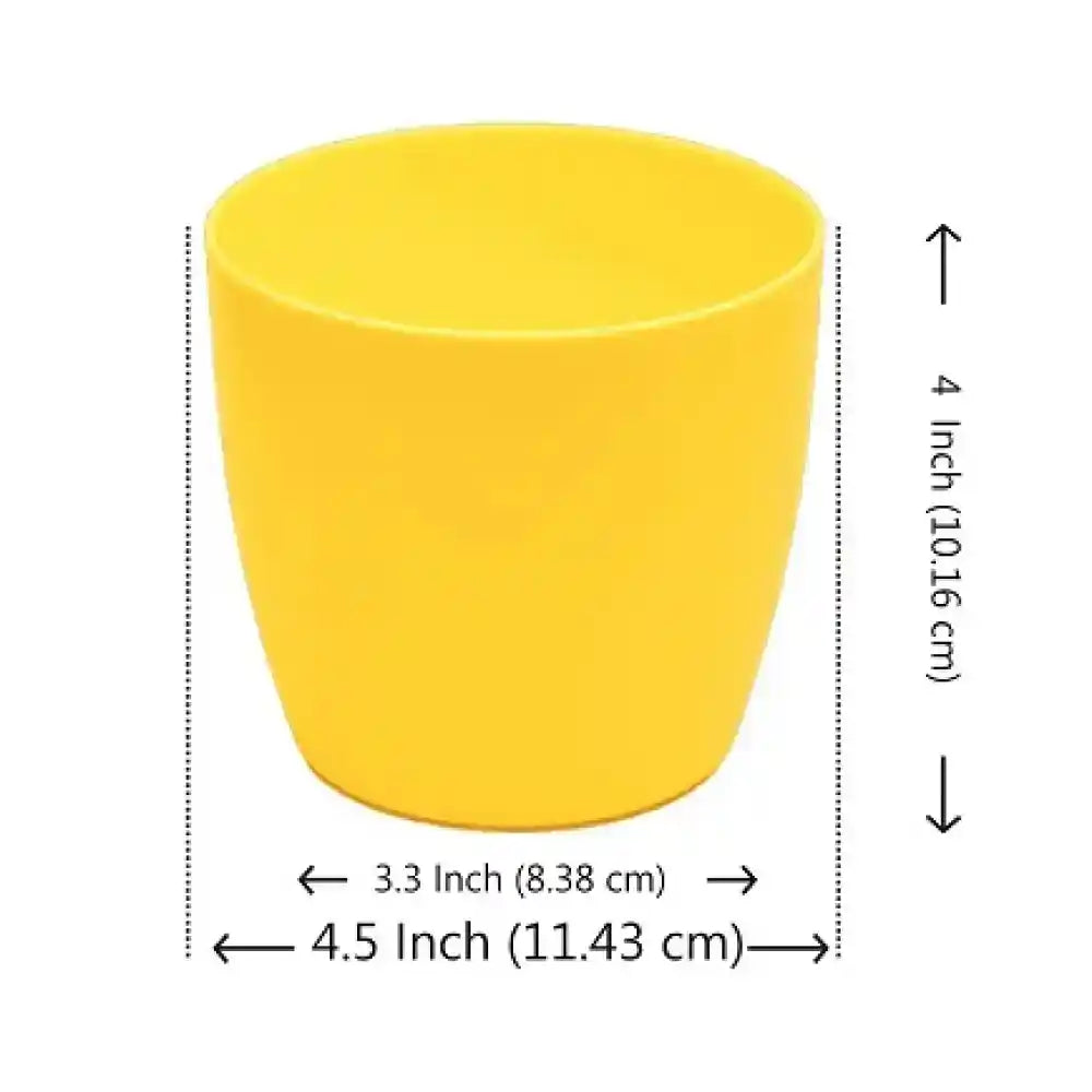 Nurserylive 4.5 Inch (11 Cm) Ronda No-1110 Round Plastic Planter (Yellow)