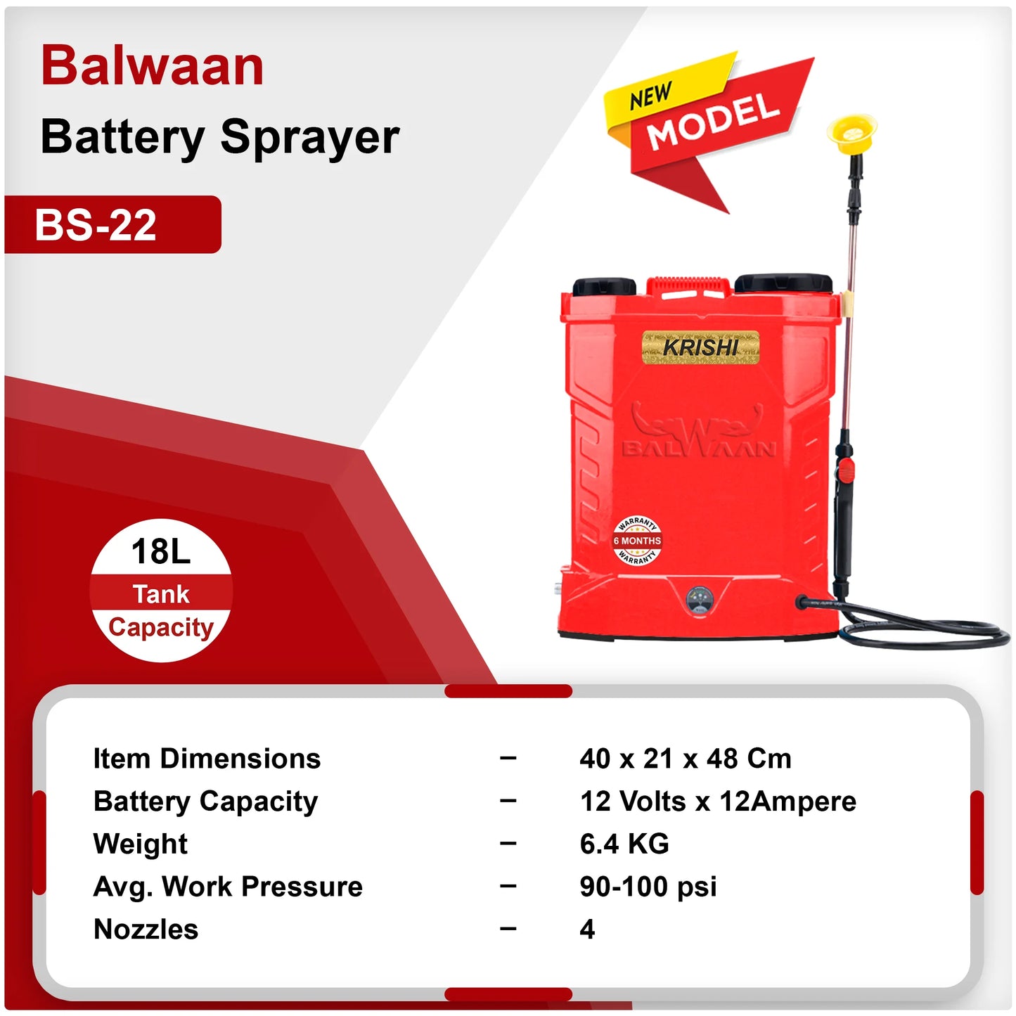 Balwaan BS 22 Battery Sprayer pump