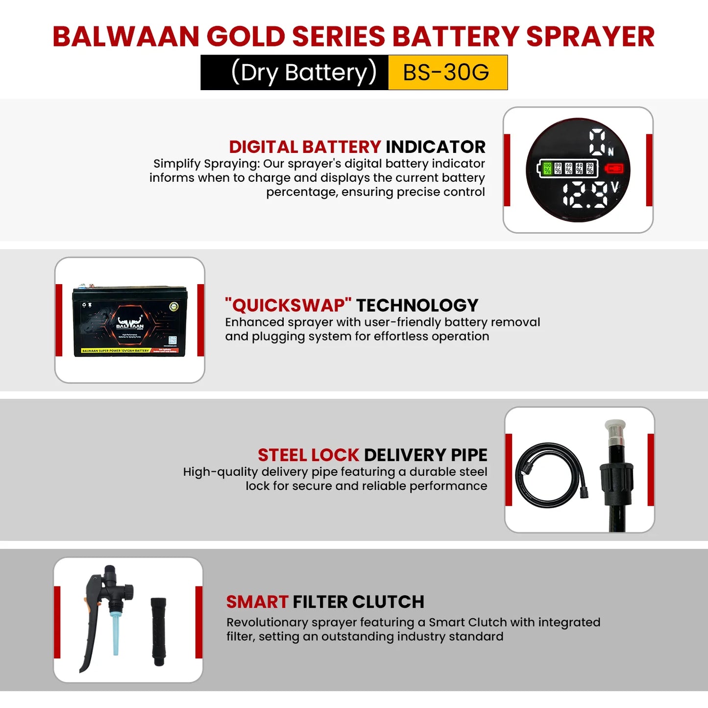 Balwaan Gold Series BS-30G Double Motor Battery Sprayer pump