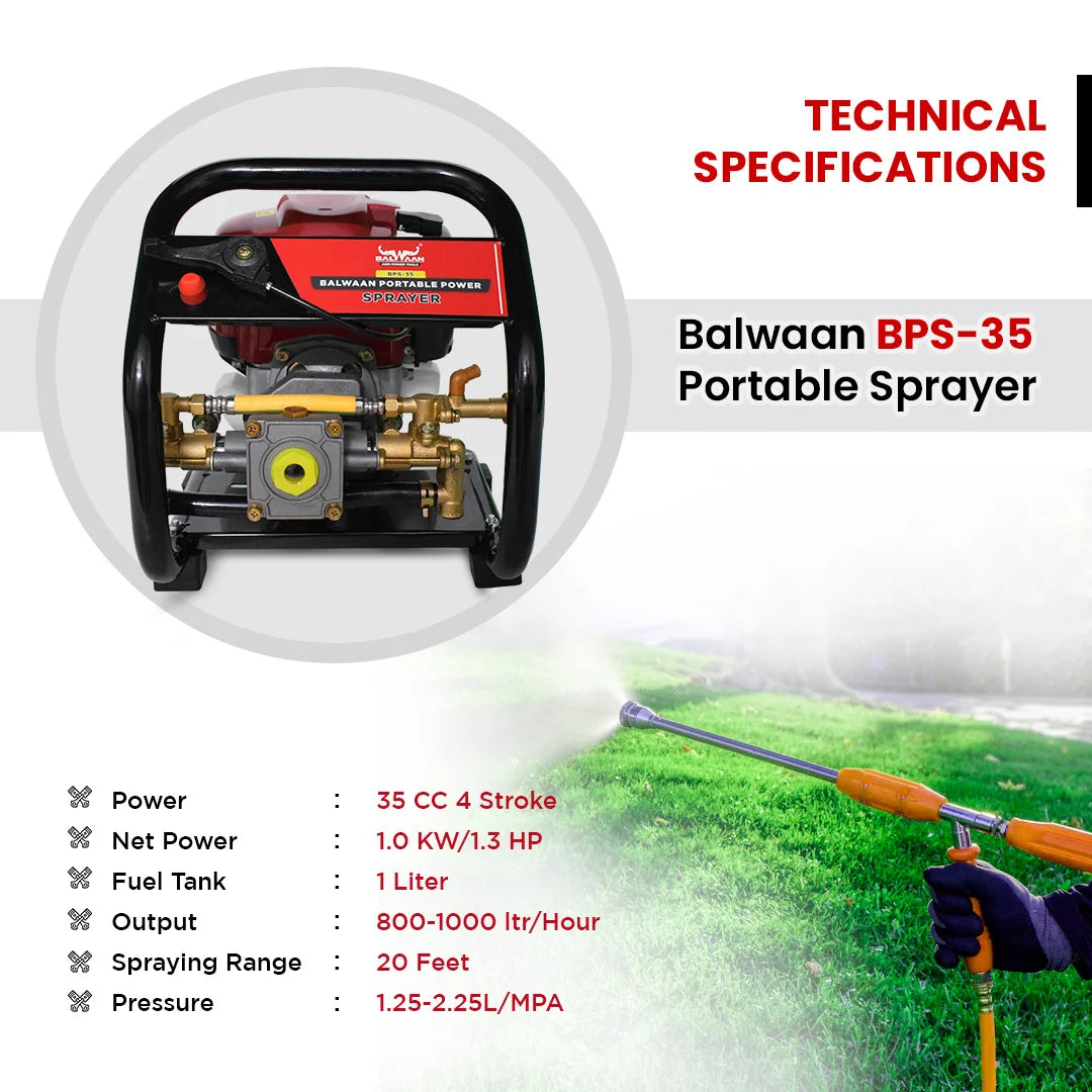 Balwaan Portable Power Sprayer with 50m hose| BPS-35