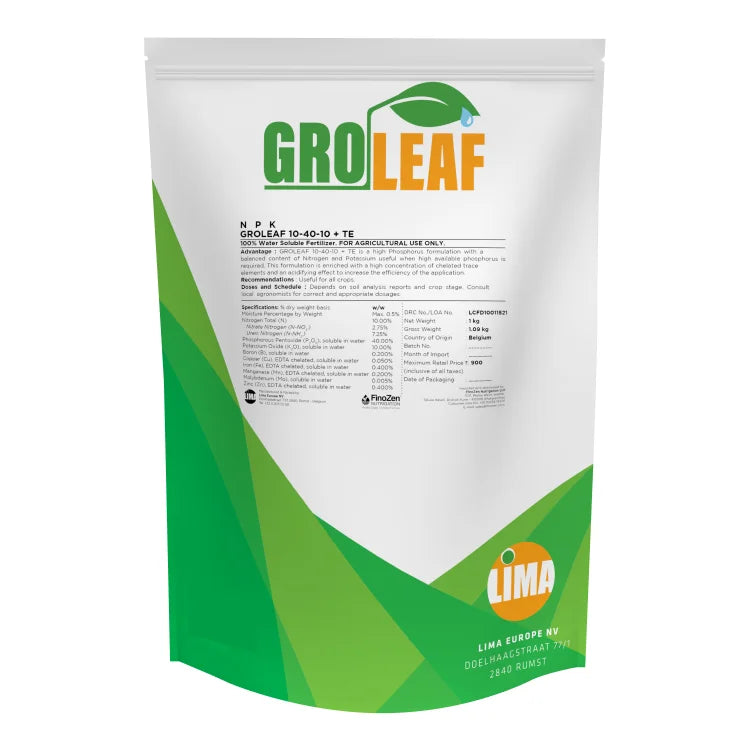 Groleaf NPK 10:40:10+TE Water Soluble Fertilizer