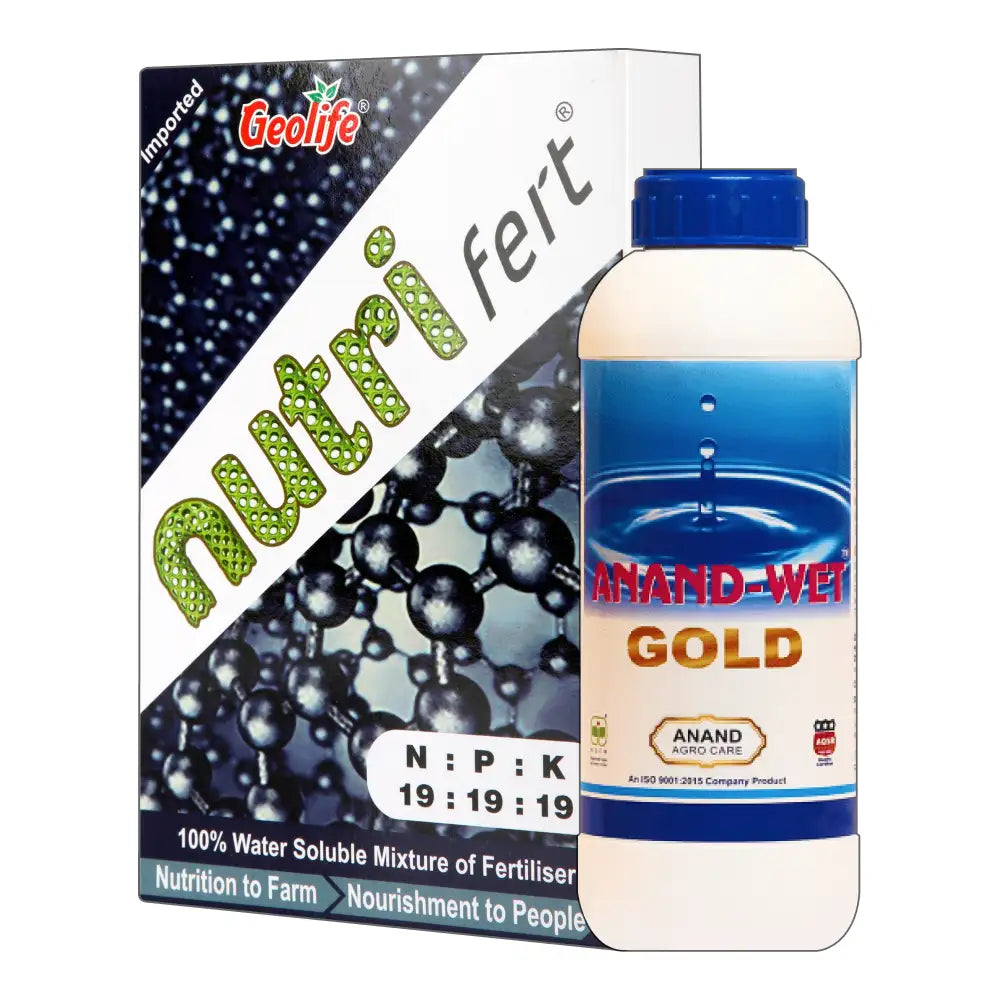 Geolife Nutri fert 19:19:19 (200 gm) + Anand Agro wet gold (25 ml)