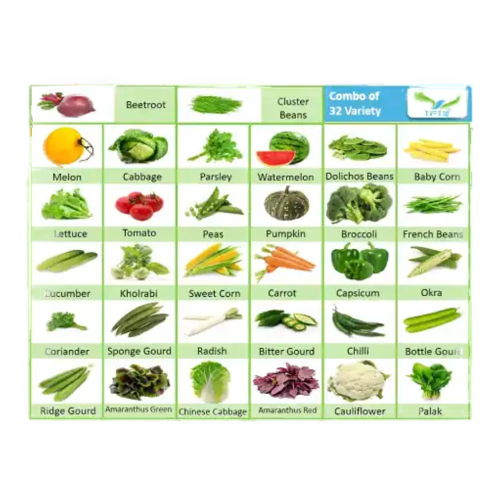 32 प्रकार की सब्जियों का आईरिस हाइब्रिड पैक | Iris Hybrid Pack of 32 Variety of Vegetables