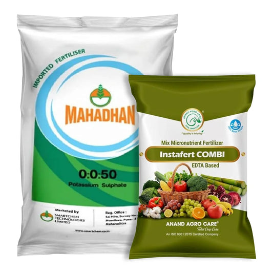 महाधन पोटेशियम सल्फेट 00:00:50 + इंस्टाफर्ट कॉम्बी (मायक्रोनुट्रीएंट मिक्स) | Mahadhan Potassium Sulphate 00:00:50+ Instafert Combi (Micronutrient Mixture)