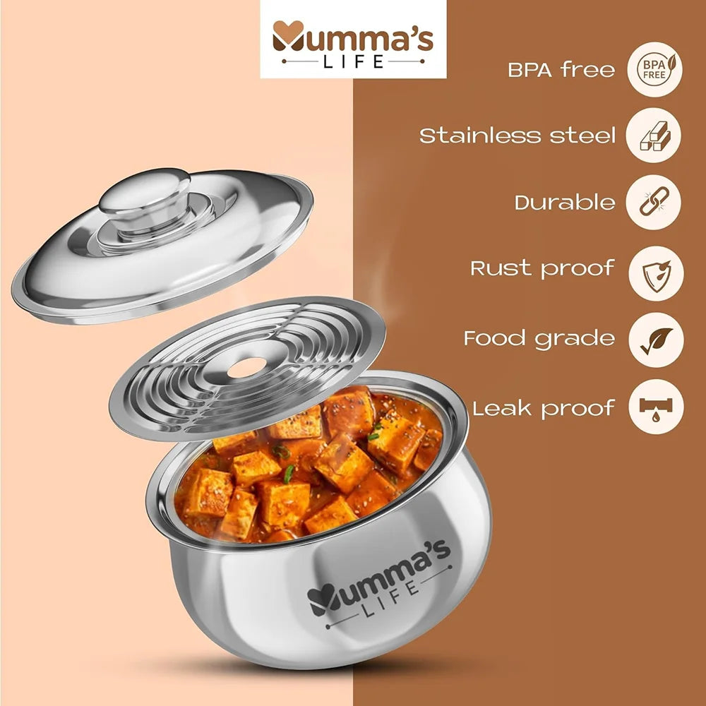 Mumma's Life Casserole Hotpot/Chapati Box/Hot Case Belly Shape with Lid (1500 ml)