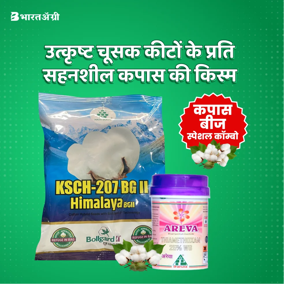 Nath KSCH 207 Cotton Seeds (475gm x 2) + Dhanuka Areva (500gm) Combo