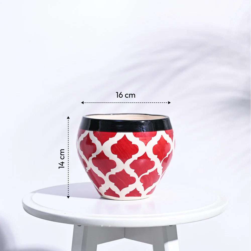 Ugaoo Apple Rose Red Ceramic Pot