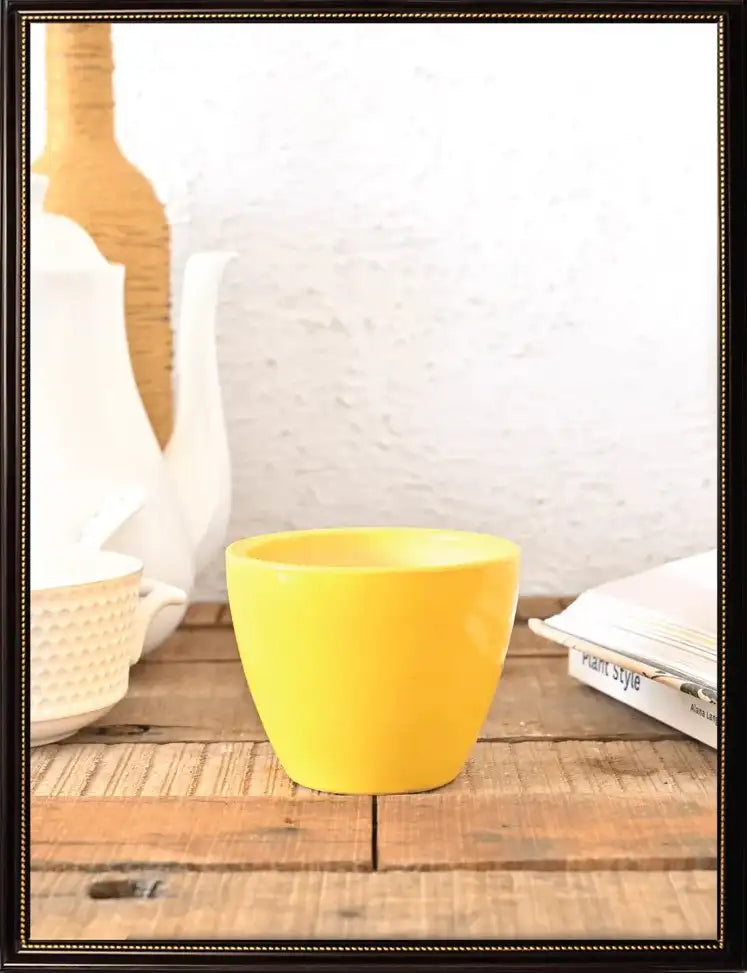 Ugaoo Apple Yellow Ceramic Pot