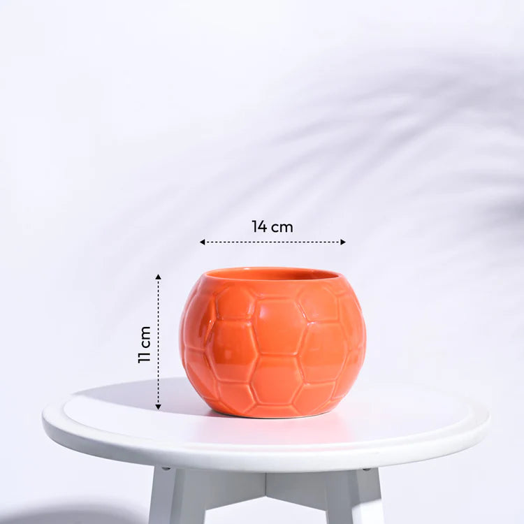 Ugaoo Football Orange Ceramic Pot