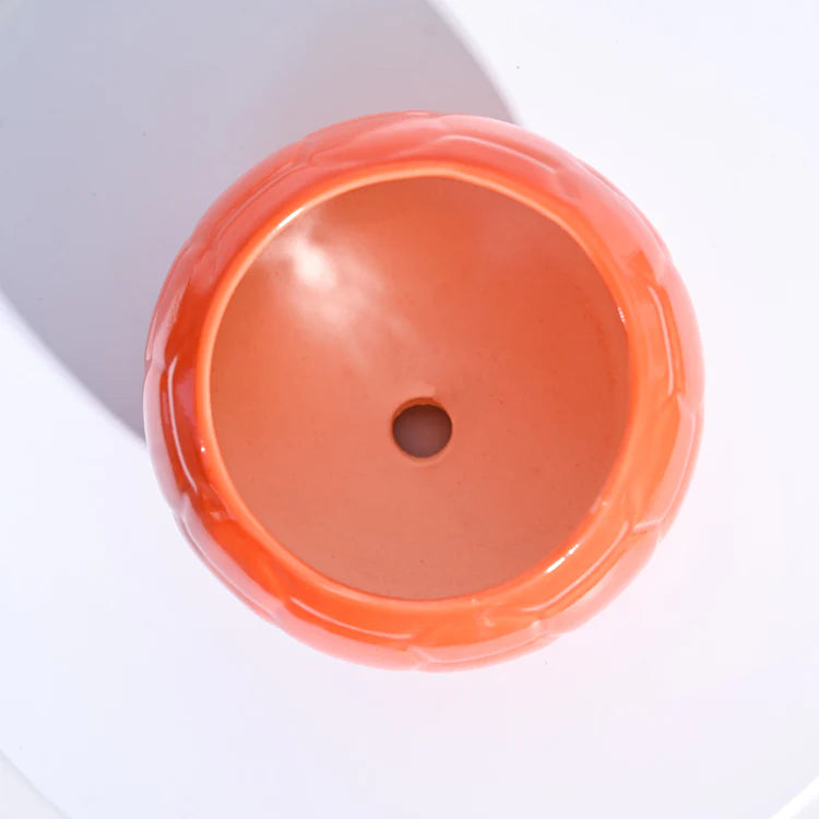 Ugaoo Football Orange Ceramic Pot