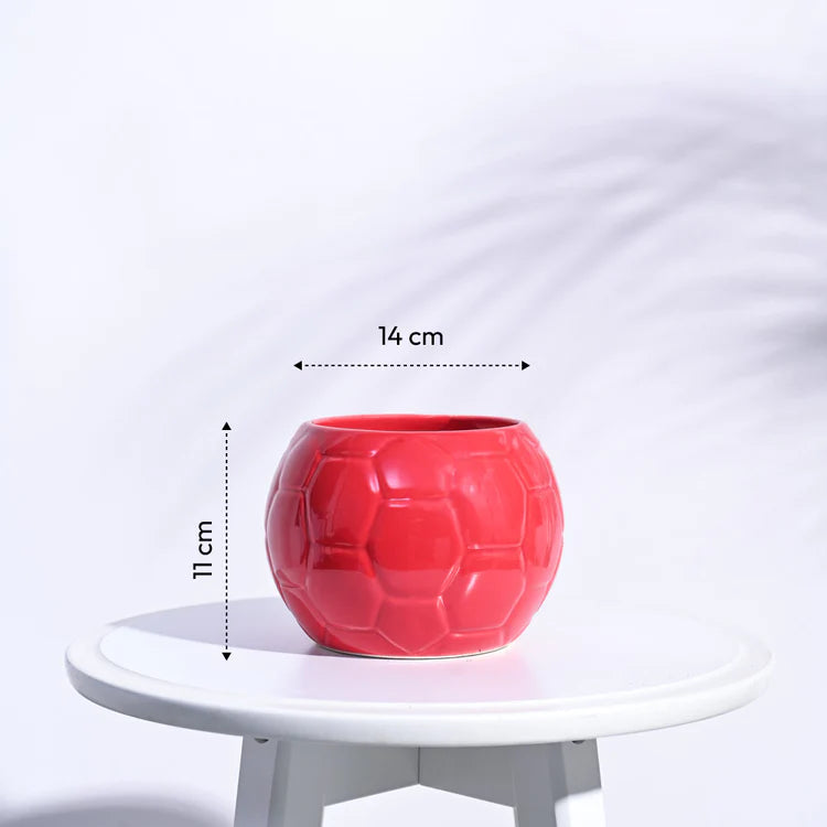 Ugaoo Football Red Ceramic Pot