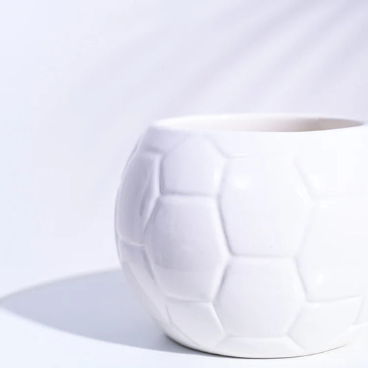 उगाऊ फुटबॉल सफेद सिरेमिक गमला | Ugaoo Football White Ceramic Pot