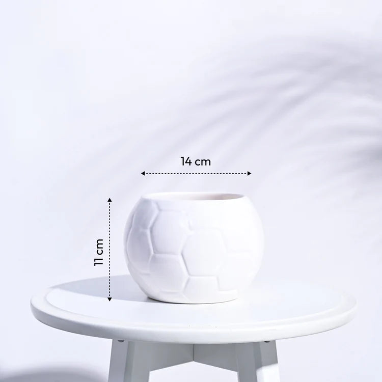 Ugaoo Football White Ceramic Pot