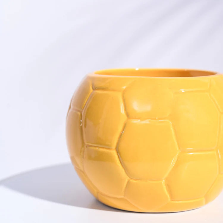 Ugaoo Football Yellow Ceramic Pot