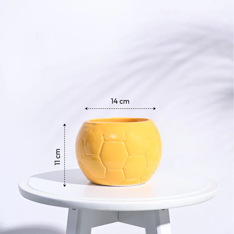 Ugaoo Football Yellow Ceramic Pot