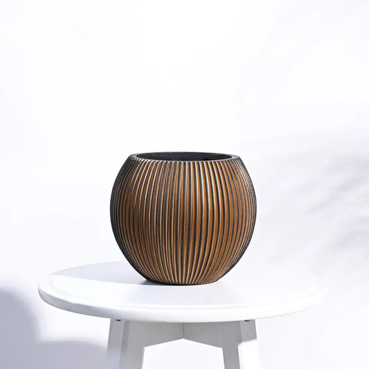 Ugaoo Planter Vase Ball Groove (Black Gold)