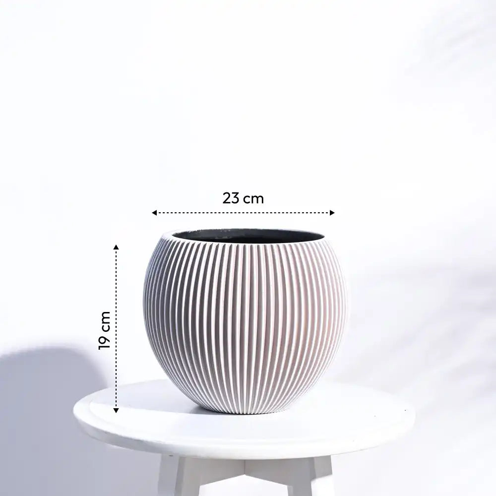 Ugaoo Planter Vase Ball Groove (Ivory)