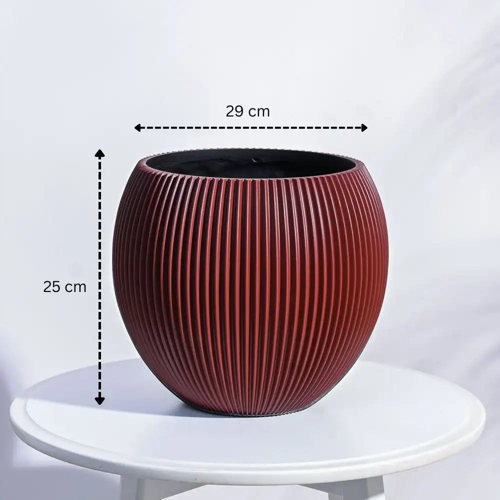 Ugaoo Planter Vase Ball Groove (Merlot Red)