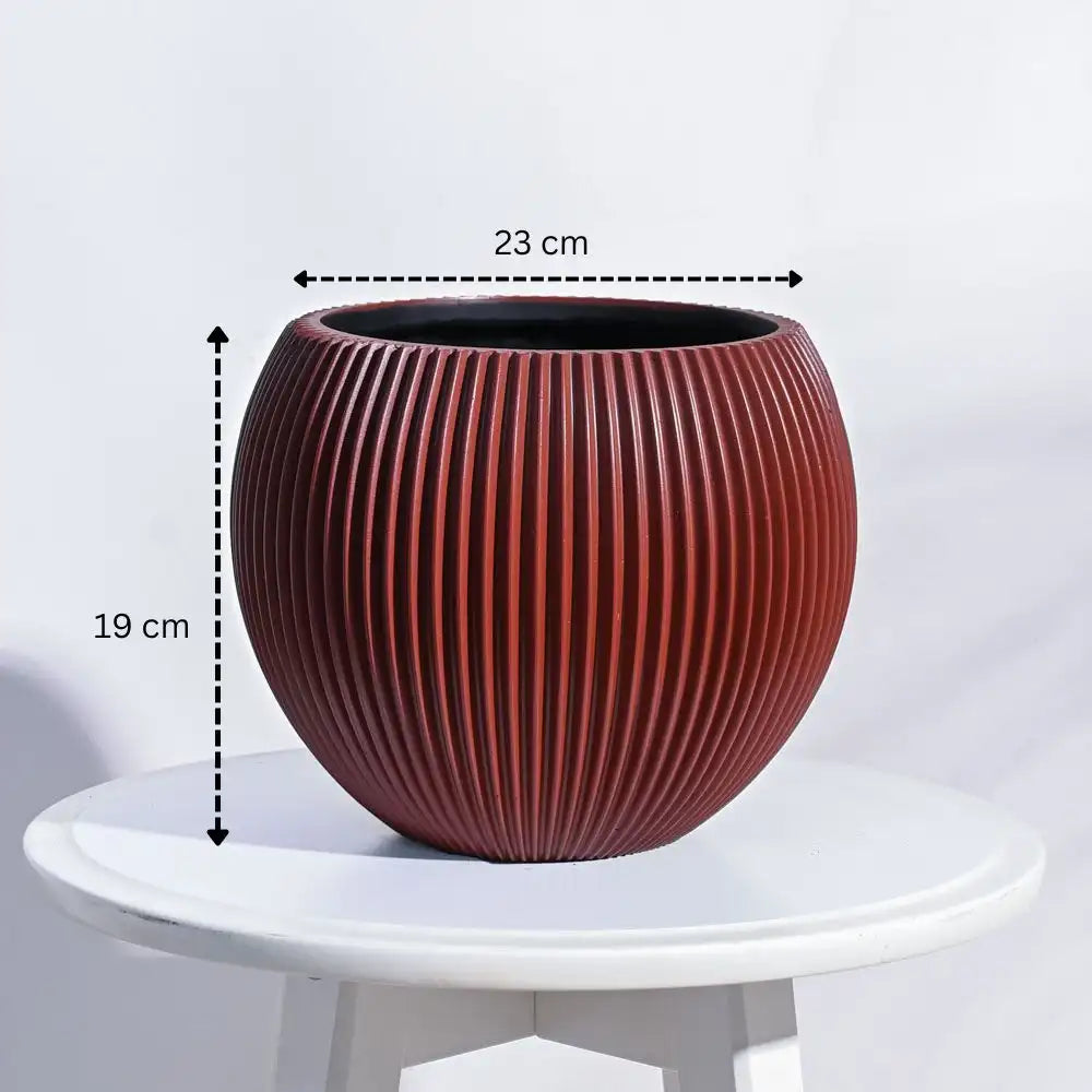 Ugaoo Planter Vase Ball Groove (Merlot Red)