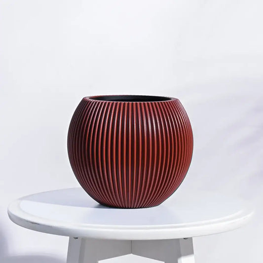 Ugaoo Planter Vase Ball Groove (Merlot Red)