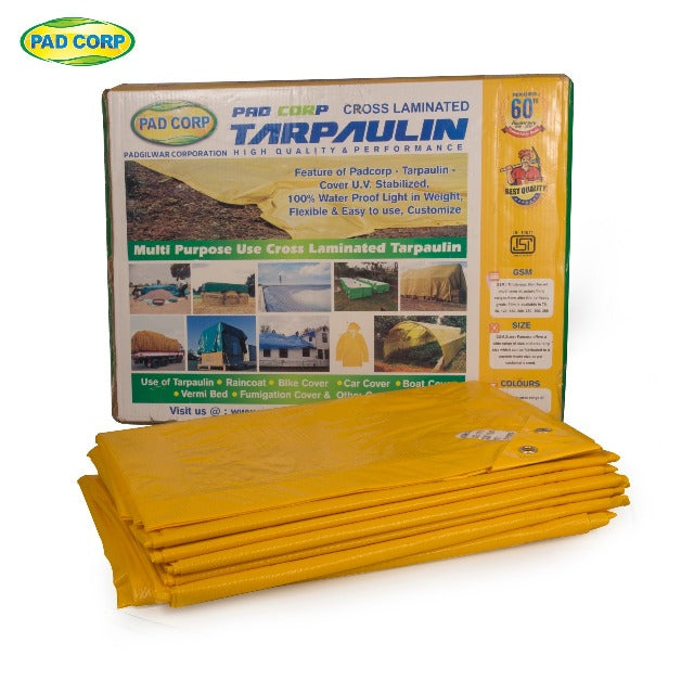 PAD CORP Cross Laminated Tarpaulin 150 GSM (Yellow Colour) 1